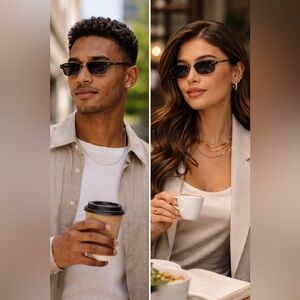 Ray-Ban Rectangular Black Metal Sunglasses with case | Quiet Luxury Chic